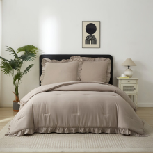 Meeallhome dekbedset vintage ruches beddengoedset 140*200 cm/65*65 cm*1 tarwekleurig