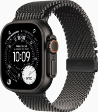 Apple Watch Ultra 3, Milanees Bandje L, Zwart (Zwart)