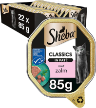 Sheba Classics Paté Zalm Aluminium Bakjes Kattenvoer 22 x 85 g