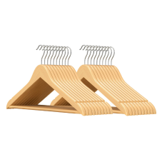 JOYFURNOS Massief Houten Kledinghangers Set van 20, Robuuste Echte Houten Kledinghangers met Schouderuitsparingen voor Antislip Kledingbevestiging en Roestvrije Zilverkleurige Draaibare Haak, Ideaal voor Kostuums, Overhemden, Jassen, Blazer, Jurken, Kledi