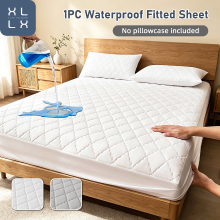 XLLX Waterdichte matrasbeschermer, Thuis gewatteerde dubbele matrasbeschermer 30 cm extra diep, Microvezel hoeslaken dubbel bed, Machinewasbare bedhoes (140 x 200 cm), Wit