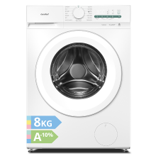Comfee' CF08EWP05W voorladerwasmachine 8 kg, wasmachine met dierenhaarprogramma en stoomfunctie, 16 programma's, energie efficiëntieklasse A 10%, bijvulfunctie, stil en energiebesparend, wit [energieklasse A]