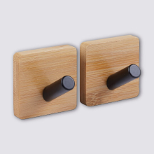 5Five Set van bamboe zelfklevende haken   2 stuks, 4,5 x 4,5 x 4 cm