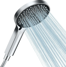 Cobbe waterbesparende douchekop, waterbesparende douchekop, douchekop met slang, grote regendouchekop met drukverhoging, waterbesparende douchekop met 3 straalstanden, zwart/chroom