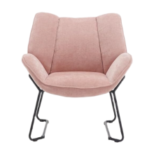 CHAIRUS Chenille fauteuil voor de woonkamer, gestoffeerde tubstoel, enkele accentstoel met metalen poten (roze)