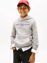 Tommy Hilfiger Essential hoodie voor kinderen genderinclusief lichtgrijs gemêleerd 4