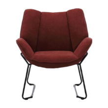 CHAIRUS Chenille fauteuil voor de woonkamer, gestoffeerde tubstoel, enkele accentstoel met metalen poten (rood)