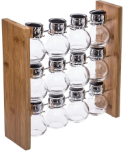 5Five bamboe kruidenrek met 12 glazen potjes   29 x 9 x 29 cm