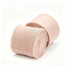 2 Stuks 40 mm x 5 m donkerroze chiffon satijn lint, handgemaakte franjes voor bruiloftsuitslagen, bruidsboeketten, cadeaupapier, feestdecoratie, doe het zelf knutselwerk