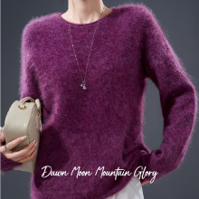 Dawn Moon Mountain Glory Geborsteld fluweel met parels, cashmere trui 90% geïmporteerd uit Australië, superfijne merino wol + 5% kashmir + 5% zijde (exclusief parels), rookpaars, one size