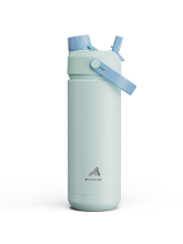 POWCAN 18 oz sportwaterfles met dubbele opening en handvat lichtblauw