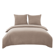 Set van dekbedovertrek en kussensloop van katoen met dubbele gauze, khaki, 155 x 220 cm + 80 x 80 cm x 2