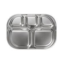 PURE COOK 304 roestvrij staal 5 vaks gescheiden dinerblad lichtgewicht metalen bord kinderen volwassenen camper portiecontrole diabetici gewichtsverlies diner lunch cafetaria huishouden kamperen servies 1 delig