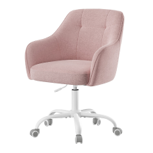 JOYFURNOS Ochama Ergonomische Bureaustoel, Verstelbare Hoogte en Draaibaar, Ademend Textiel, voor Slaapkamer of Studie, Roze
