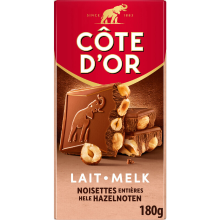 Cote d'Or melkchocolade met hele hazelnoten   180 g