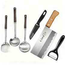 SHI BA ZI ZUO SHIBAZIZUO messenset kookcombinatieset + pan, spatel en soeplepel met vergietset