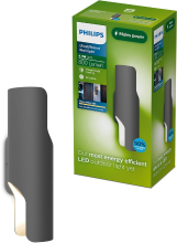 Philips Fira Wandlamp   Buitenverlichting   Schijnt in twee richtingen   Warmwit licht: 2700K   Antraciet   Aluminium   PowerShield coating   Lange levensduur