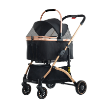 Blinkit 6 Zesvoudige schokdemping lichtgewicht huisdier buggy One key opvouwbare verstelbare duwstang buiten huisdier buggy koolstofstaal zwart
