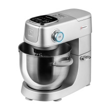 HAUSWIRT M5 Max staande mixer met volledig metalen constructie, 5,5 liter XL grote capaciteit, 4,5 inch LED touchscreen, 11 standen voor deeg, zilver
