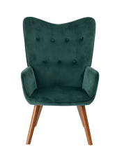 Urban Meuble fluwelen fauteuil   groen   met houten poten   comfortabel