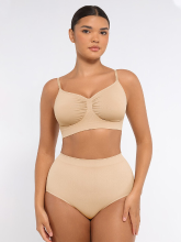 FeelinGirl bestverkochte alledaagse naadloze comfortabele draadloze gerimpelde buste anti verslapping beha ongevoerde zachte beha voor dames L licht huidkleur, cadeau voor koppels perfect cadeau