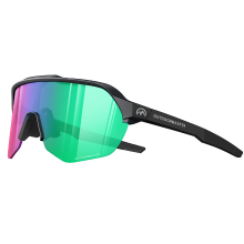 OutdoorMaster Hawk HD gepolariseerde TR90 sportzonnebril voor vissen, honkbal, zeilen, golf en autorijden   zwarte frame, rosékleurige lens met Revo Blue, VLT 48%