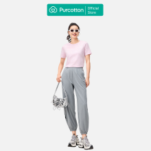 Purcotton Dames Antibacterieel T shirt met Ronde Hals   Comfortabel & Huidvriendelijk   Veelzijdig & Basic   Dagelijks Wonen   Waterroze   165/88 A