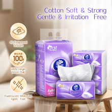 Vinda Cotton Soft & Strong gezichtstissues, 3 laags, maat M, 100 vellen per pak, 4 pakken per bundel