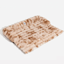 FUNNYFUZZY warm en knus ondersteunend katten  en hondenbed, pluchefleece, afwerking van imitatiebont, bankbeschermer, afneembaar, machinewasbaar, neksteun, maat M, bruin