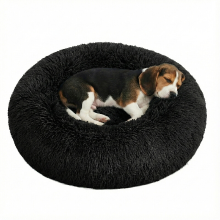 JOYFURNOS donut huisdierenbed voor honden en katten, pluizig kalmerend bed met afneembare en wasbare hoes, zacht langpolig pluche, 60 cm, donkergrijs, 60 x 60 x 20 cm