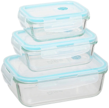 Set van 3   Rechthoekige Glazen Crisper Lunchbox