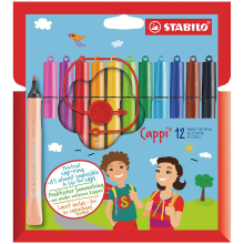 STABILO Cappi   Viltstift met dopring   Set van 12   Assorti kleuren met 1 dopring