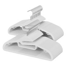 JOYFURNOS 50 Pack Kledinghangers, Robuuste Plastic Kostuumhangers, S Vormige Opening, Ruimtebesparend, Draaibare Haak, Wit