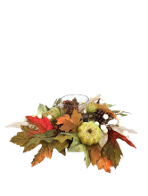 Daisy Darcy 35 cm Herfst Pompoen Kaarsenhouder Glazen Beker Natuurlijk Materiaal: Dennenappel