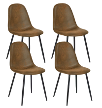 URBAN MEUBLE Eetkamerstoelen 4 delige set van suède en ijzer