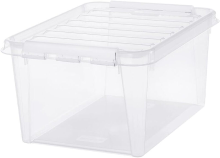 SmartStore 31 liter transparante opbergdozen met deksel, set van 6, stapelbaar, nestbaar, BPA vrij, voedselveilig, witte clips, 10 jaar garantie, L50 x B39 x H26 cm