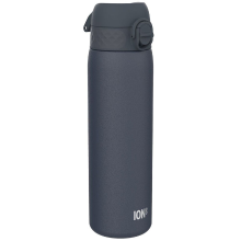 ION8 lichtgewicht stalen waterfles, 600 ml/20 oz, niet geïsoleerd, lekvrij, eenvoudig te openen, veilige vergrendeling, vaatwasserbestendig, flip dop, past in bekerhouders, draaggreep, metalen waterfles, Ash Navy