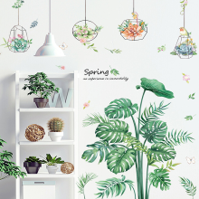 WhereHike Groene tropische bladeren stickers, verwijderbare PVC muurstickers – woonkamer, slaapkamer, kantoor, huisdecoratie, palmbladeren en hangende ranken, palmbladeren