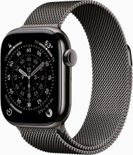Apple Watch Series 11 GPS + Cellular 46 mm met matgrijze titanium kast en matgrijs milanees horlogebandje   M/L