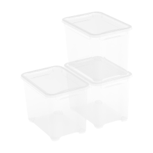 Curver KIS T Box opbergdozen met deksel   20 L   set van 3   38 x 26,5 x 28,5 cm   transparant   premium opbergoplossing, duurzaam kunststof, moderne huisorganisatie
