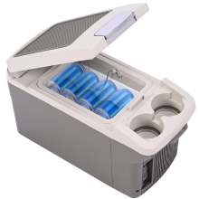 ICEROVER PN 06 6 liter draagbare auto koelkast en verwarmingsapparaat, 12V elektrische mini koelkast met bekerhouders, grijs, compacte thermoelektrische koelkast voor reizen en kamperen