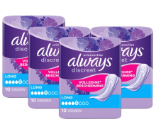 Always Discreet verband voor urineverlies dames lang 10 verbanden   4 x 10 stuks