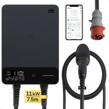 Dé Wallbox 11 kW App CEE naar Type 2 7,5 m oplaadkabel 16 A 3 fasen met 3 RFID kaarten EVSE voor elektrische auto