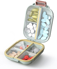 GAONLY Draagbare pillenorganizer, pillendoos met 7 compartimenten, kleine pillendoos voor op reis, dagelijkse medicijnorganizer met luchtdicht deksel, BPA vrij materiaal kleine pillenhouder (groen)