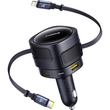 Baseus TuXiang Max Auto Lader Dubbele Lijn + Dubbele Poort Versie (C+L)+(U+C) 90 W Interstellair Zwart