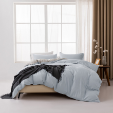 MENDALE dekbedovertrekset   premium beddenset   220 x 240 cm dekbedovertrek met 80 x 80 cm kussensloop   zachte geborstelde microvezel   lichtblauw & lichtgrijs