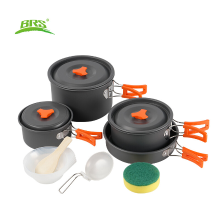 BRS 155 serie campingkookset, grote kookpan van 2,9 l, middelgrote kookpan van 1,7 l, pannetje van 1,2 l, pan van 1,3 l