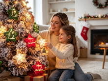 Ju7cer LED kerstverlichting, vijfpuntsster, kerstboom  en sneeuwvlokpatroon, rood, groen en wit, geschikt voor binnen  en buitendecoratie, Moederdag, Kerstmis, bruiloftdecoratie