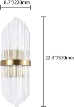 Homary Striaged 2 Lichts Gouden Wandarmatuur   Moderne Glas  en Metalen Kaptafelverlichting voor Badkamer, Woonkamer & Gang