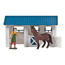 DUTCH FARM SERIE Paardenstal speelset   Blauw, 15,5 x 9 x 9,5 cm